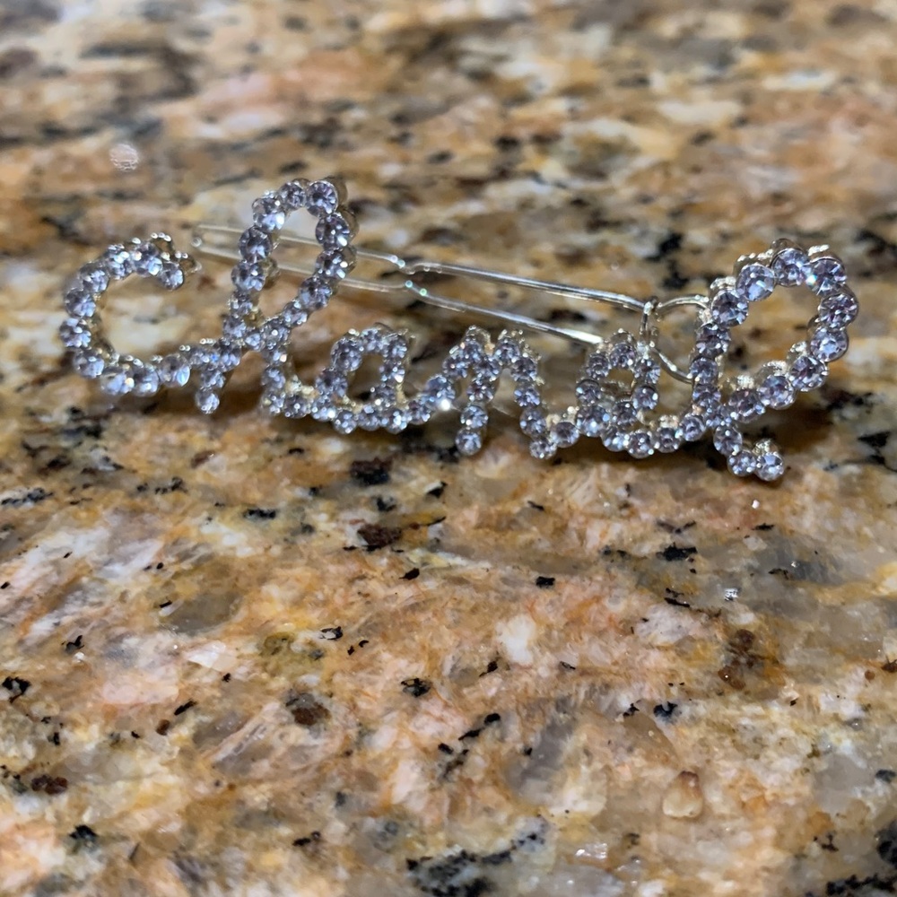 Absolutely stunning Chanel hair clip with Crystals in writing Chanel ,must have! - Picture 16 of 17